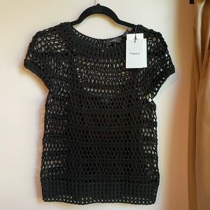 Theory Crochet black top NWT